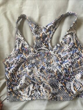 Printed Racerback Sports Bra - White Multi